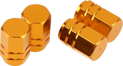 Car Tire Valve Caps Gold 4pcs