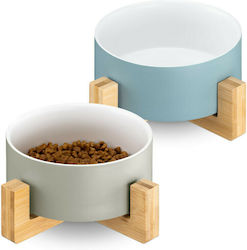 Navaris Ceramic Dog Waterer / Feeder with Stand Multicolour Σετ 2τμχ Blue - Grey 55430.2.22