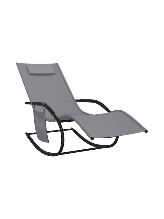 Deckchair Metallic with Textilene Fabric Grey 147x63x88cm.