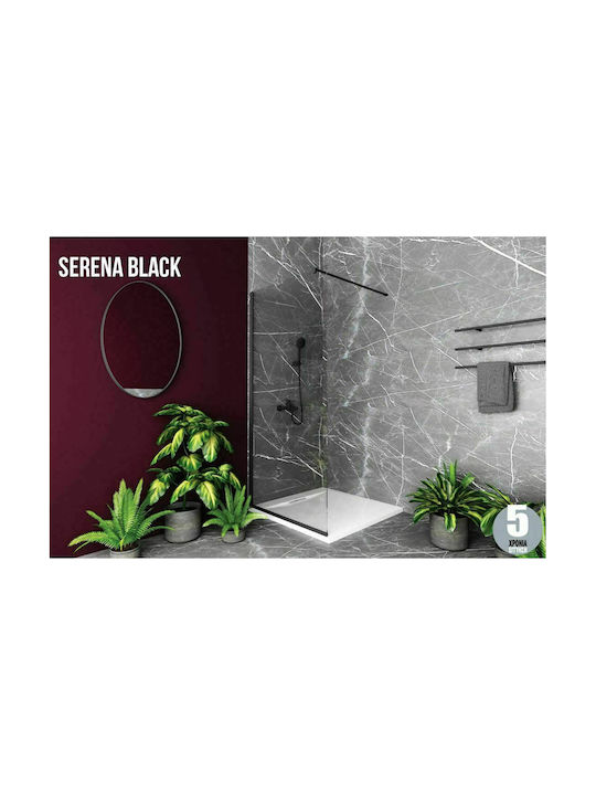 Orabella Serena Shower Screen for Shower 120x185cm Clean Glass Black Matt