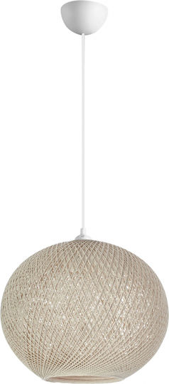 HomeMarkt Ρυθμιζόμενο Κρεμαστό Φωτιστικό Μπεζ Boho Μπάλα με Ντουί E27 30x21x70εκ.