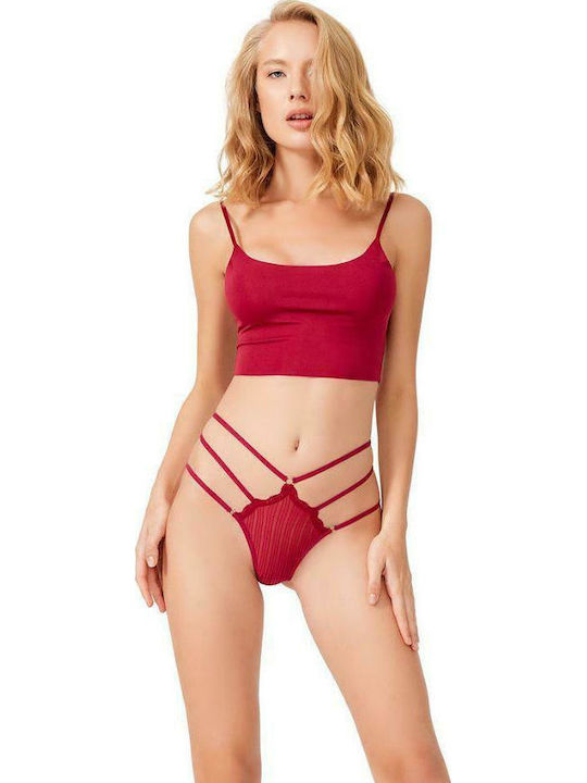 CottonHill Sarah Women's Slip with Lace Burgundy