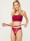 Silvie Γυναικείο String με Δαντέλα Μπορντό