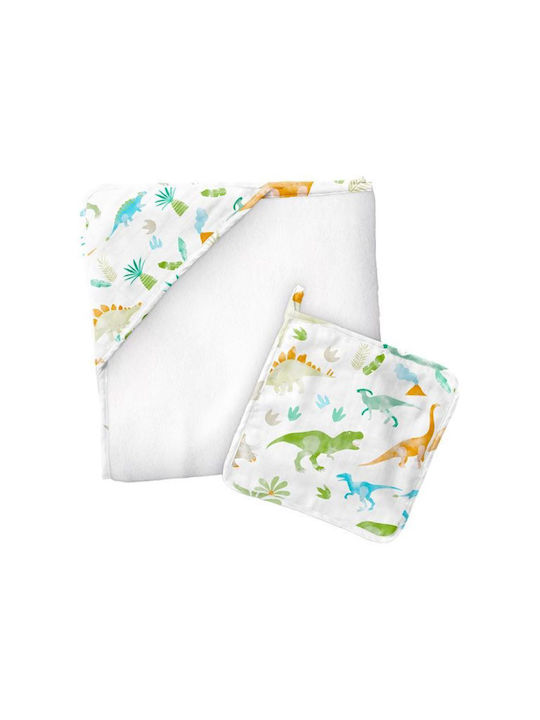 Stephen Joseph Hooded Baby Bath Towel Dino Multicolour