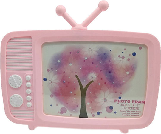 Fernseher Kinder Fotorahmen Kunststoff Rosa 25x21cm