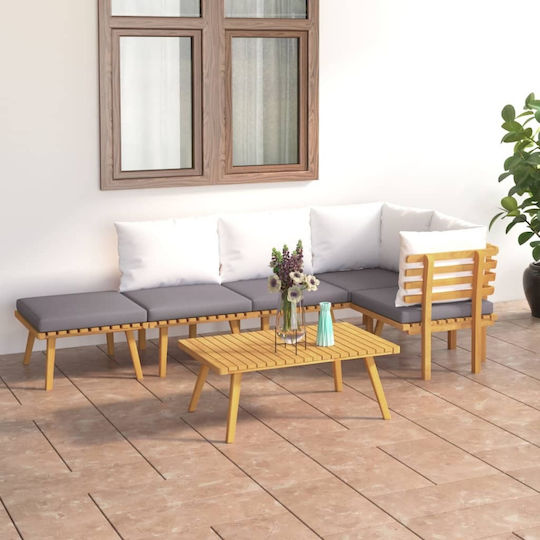 vidaXL Garden & Outdoor Furniture Sets Living Room Set 6 Pieces Acacia with Pillows