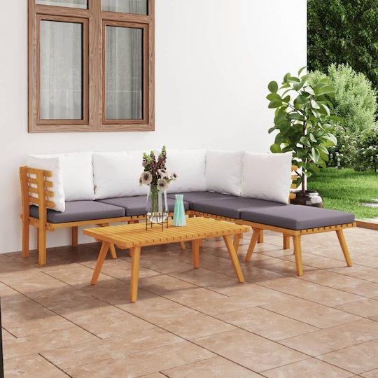 Garten- und Outdoor-Möbelsets Typsatz Wohnzimmer 6 Stück Akazie mit Kissen