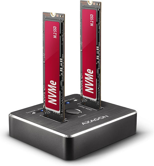 Axagon M.2 Storage Dual Us Docking Station για 2 Σκληρούς Δίσκους PCIe M.2(2230)" / M.2(2242)" / M.2(2260)" / M.2(2280)" με σύνδεση USB-C (ADSA-M2C)
