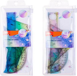 Deli Set 4 Geometric Tools Plastic Transparent Deli Set 4 Geometric Tools Plastic Transparent