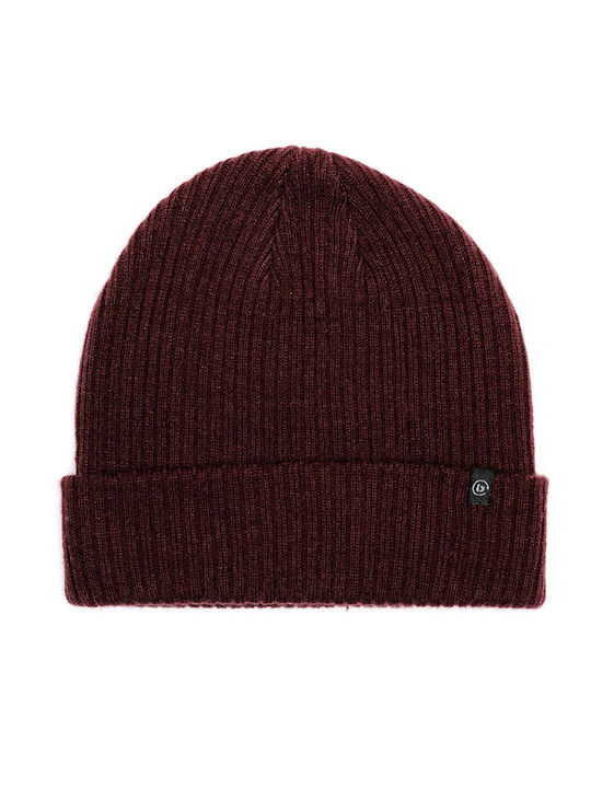 Beanie Ανδρικός Σκούφος με Rib Πλέξη σε Μπορντό χρώμα