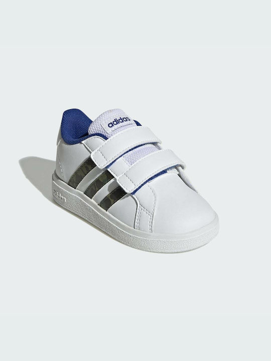 Adidas Παιδικά Sneakers Grand Court Lifestyle με Σκρατς Cloud White / Green Oxide / Royal Blue