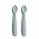 Mushie Baby Set with Silicone Spoons Powder Blu...