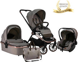 Bebe Stars Jewel Adjustable 3 in 1 Baby Stroller Suitable for Newborn Marble Beige 9.4kg