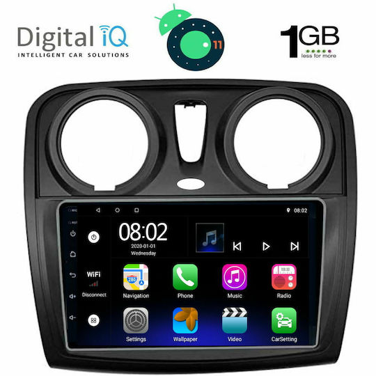 Digital IQ Ηχοσύστημα Αυτοκινήτου για Renault Dokker Dacia Dokker Dokker 2012+ (Bluetooth/USB/AUX/WiFi/GPS/Apple-Carplay/Android-Auto) με Οθόνη Αφής 9"