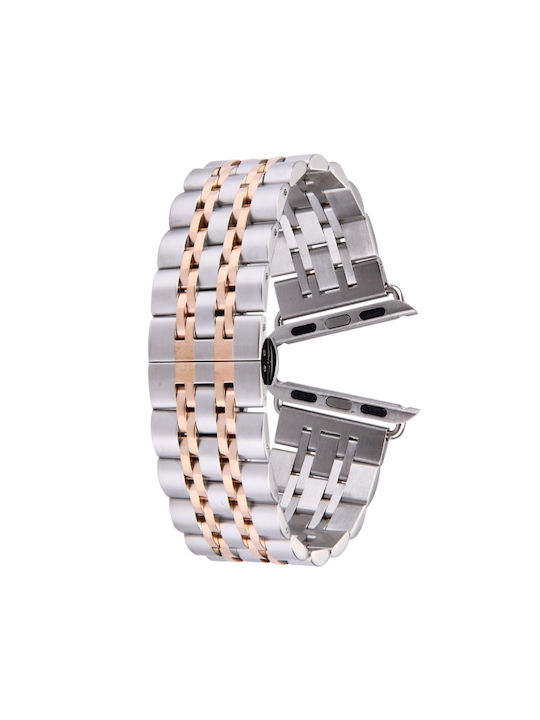 Butterfly Buckle Armband Rostfreier Stahl Silver / Rose Gold (Apple Watch 42/44/45mm) AW0360SRG