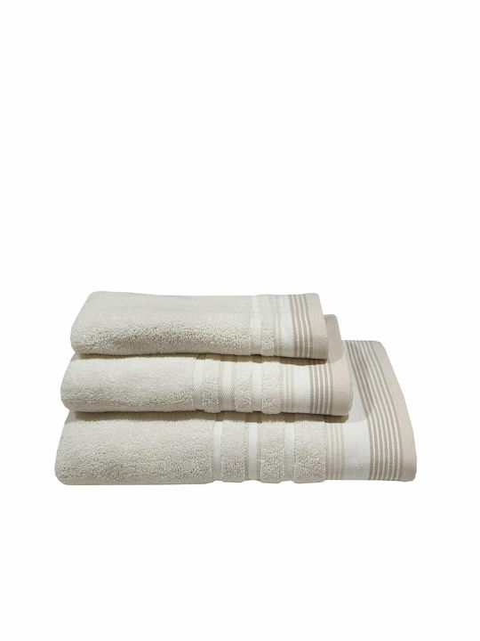 Le Blanc Hand Towel Satin Stripe 30x50cm Sand W...