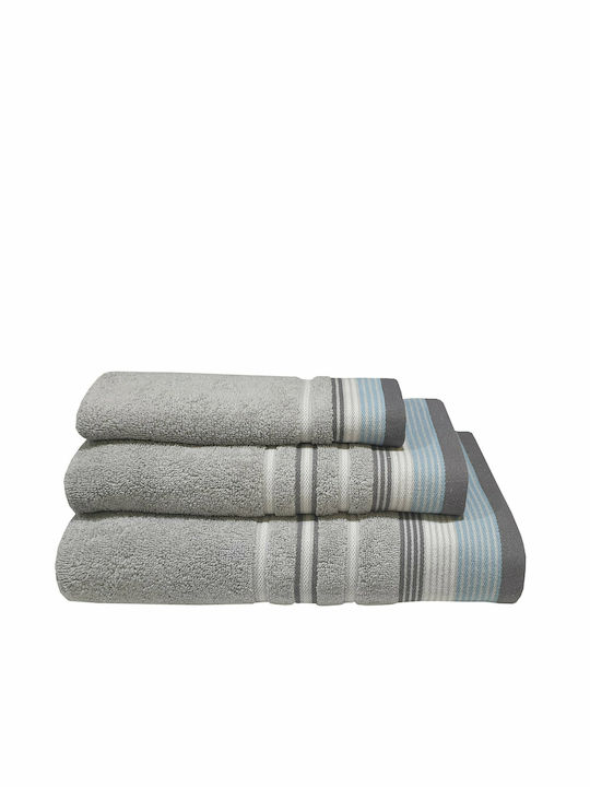 Le Blanc Facecloth Satin Stripe 50x90cm Grey Weight 450gr/m²