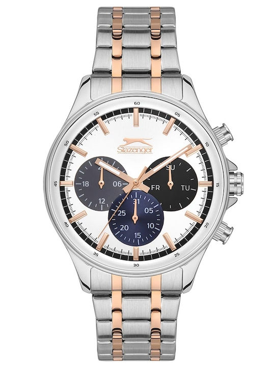 Slazenger Herrenuhr 45mm Chronograph Batterie mit Rostfreiem Stahlarmband