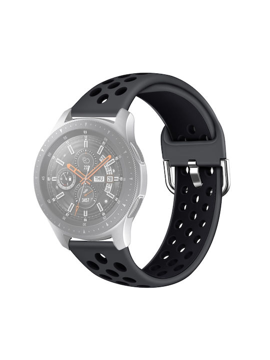 Breathable Silver Buckle Large Λουράκι Σιλικόνης Black / Grey (Huawei Watch 3 / Huawei Watch GT 2 Pro)