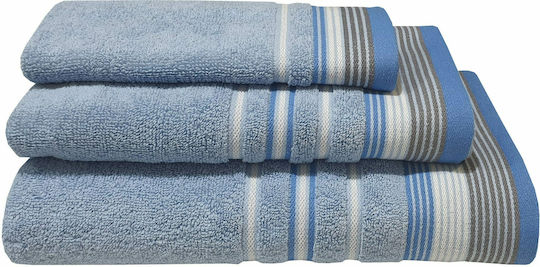 Le Blanc Facecloth Satin Stripe 50x90cm Light Blue Weight 450gr/m²