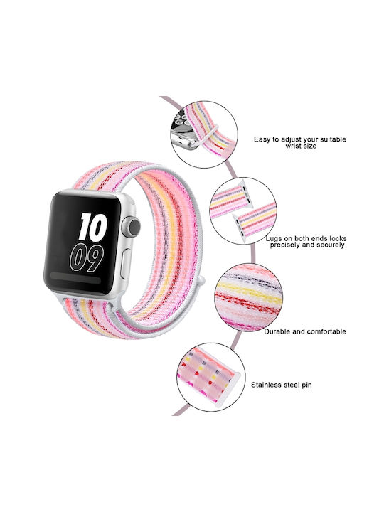 Nylon Velcro Λουράκι Pinstripe Powder (Apple Watch 44/45/46mm/Ultra 49mm)