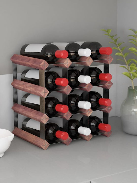 vidaXL Tischplatte Flaschenhalter Hölzernes für 12 Flaschen Braun 32.5x22.5x32.5εκ.