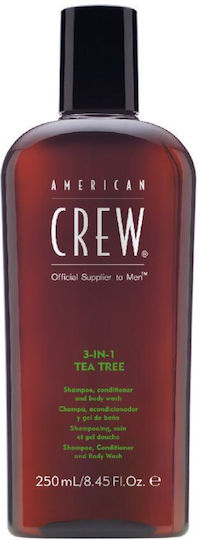 American Crew 3 in 1 Tea Tree Σαμπουάν κατά της Ξηροδερμίας για Όλους τους Τύπους Μαλλιών 250ml