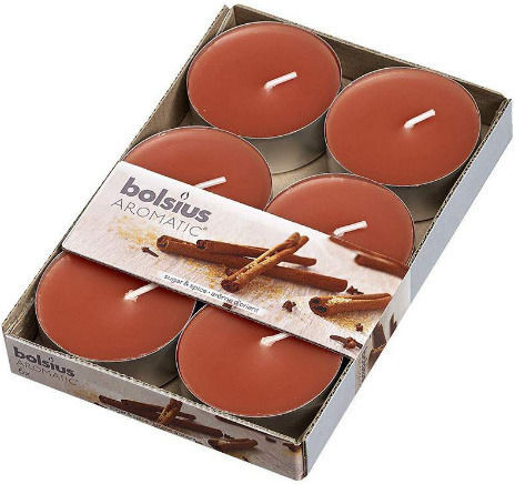 Bolsius Ρεσώ Aromatic με Άρωμα Sugar & Spice σε Καφέ Xρώμα (έως 8 Ώρες Καύσης) 6τμχ