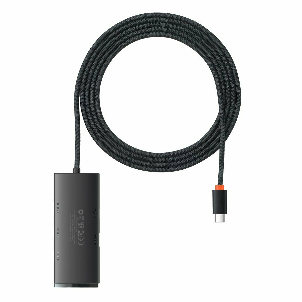 Baseus Hub 4σε1 USB-C σε 4x USB 3.0 + USB-C Lite Series, 2m (Μαύρο)
