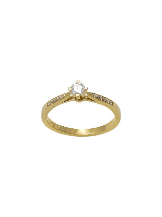 Diamond Jools Single Stone Ring of Gold 18K with Diamond