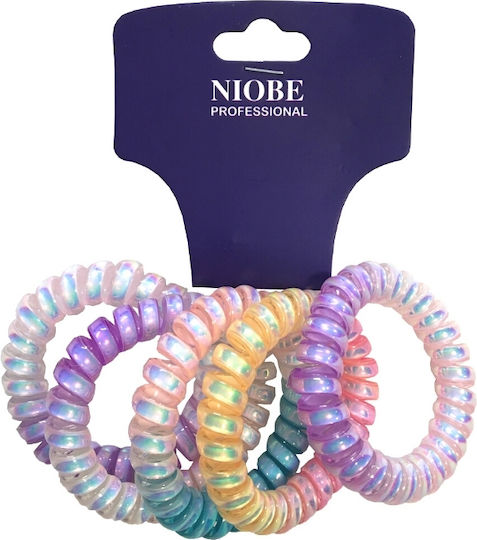 Niobe Professional Подредба Спирални Гумени Ластици За Коса 5 Бройки
