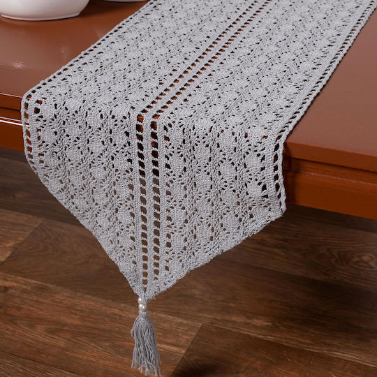 Silk Fashion Runner Cotton Knitted C210 Gray 32x160cm