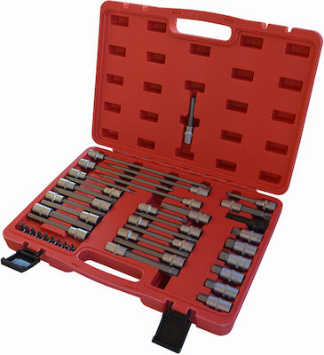 Chei tubulare cu Vârfuri Allen, Ribe, Torx, Spline și Patrat de Prindere 1/2'', 1/4'' Set 39buc