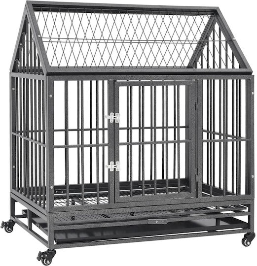 vidaXL Dog Wire Crate Steel 92x62x106cm