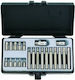 Balchement Lungi Chei tubulare cu Vârfuri Torx și Patrat de Prindere 1/2'', 3/8'' Set 15buc