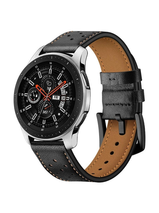 Eyelet Λουράκι Δερμάτινο Μαύρο (Galaxy Watch 3 45mmAmazfit GTR 47mmHuawei Watch GT / GT2 (46mm))