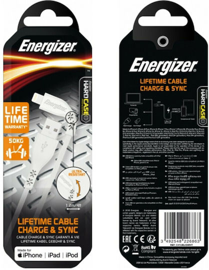 Energizer Geflochten USB-A zu Lightning Kabel Weiß 1.2m (35878)