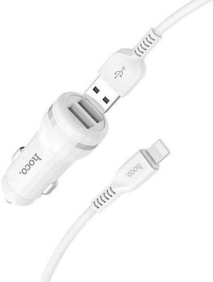 Hoco Car Charger White Z27 Total Intensity 2.4A with Ports: 2xUSB with Cable Lightning