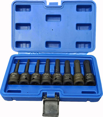 Long Socket Pneumatic with Motor Spline and Socket 1/2'' Set 8pcs