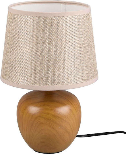Trio Lighting Luxor Ceramic Table Lamp for Socket E14 with Beige Shade and Brown Base