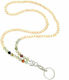 Hurtel Neck Cord String Beads Fabric Beige