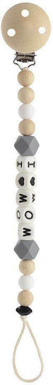 Kikadu Pacifier Clip I Love Mom with Beads Made of Polychrome Wood
