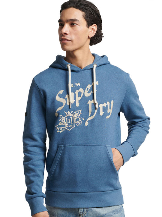 Superdry Men's Sweatshirt with Hood and Pockets Blue