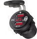 6834 Waterproof Motorcycle Charger with Ports: 2xUSB Voltmeter and On/Off Switch