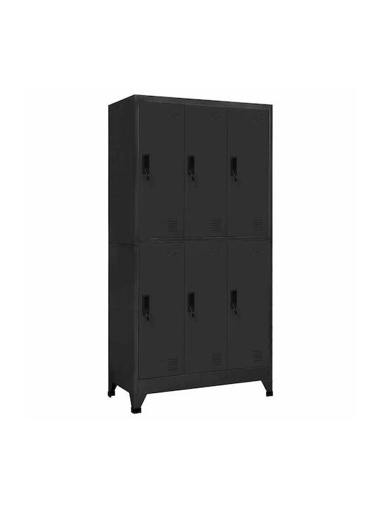 Dulap Metalic cu 6 Dulapuri Charcoal 90x45x180cm