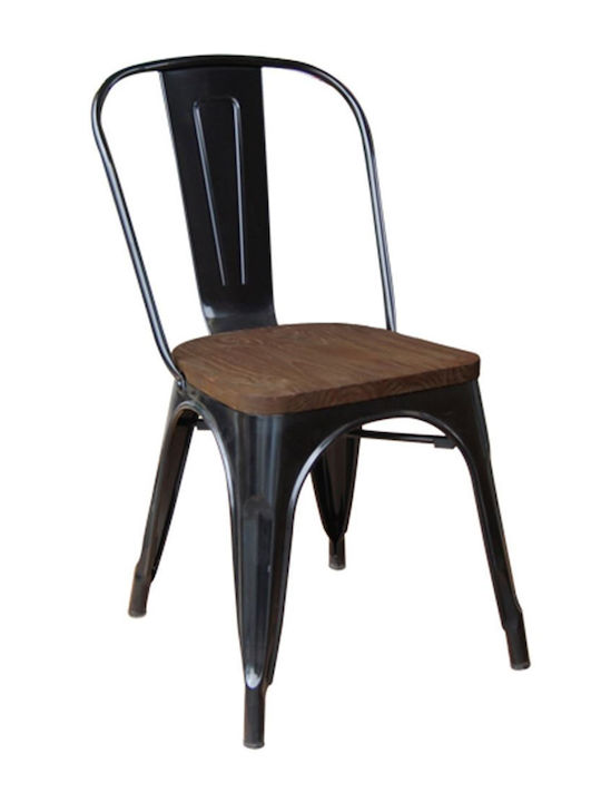 Outdoor-Stuhl Metallisch Relix Wood Dark Oak 45x53x85εκ.