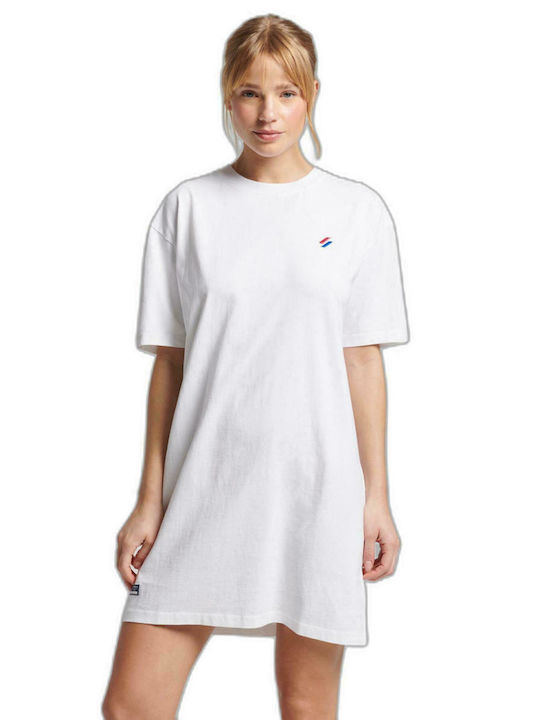 Superdry Καλοκαιρινό Mini T-shirt Φόρεμα Λευκό