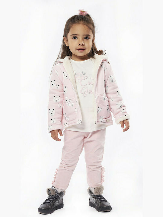 Εβίτα Παιδικό Σετ με Παντελόνι Χειμερινό 3τμχ Ροζ