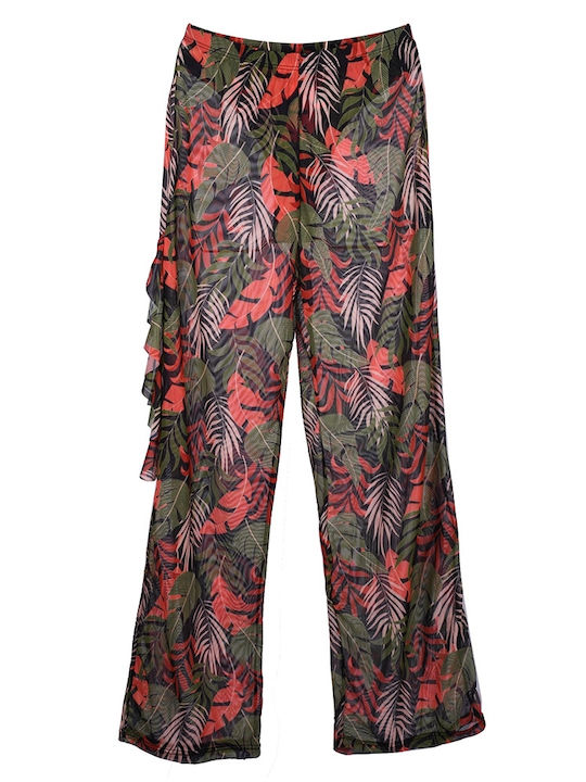 Beach Pants Transparent floral beach pants Black