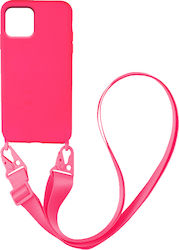 Sonique Carryhang Liquid Strap Back Cover Silicone 0.5mm with Strap Fuchsia (iPhone 13)